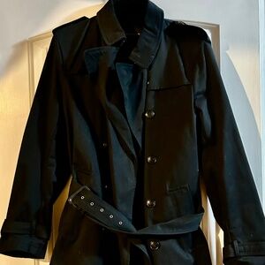 Banana Republic Black Trench Coat Belted